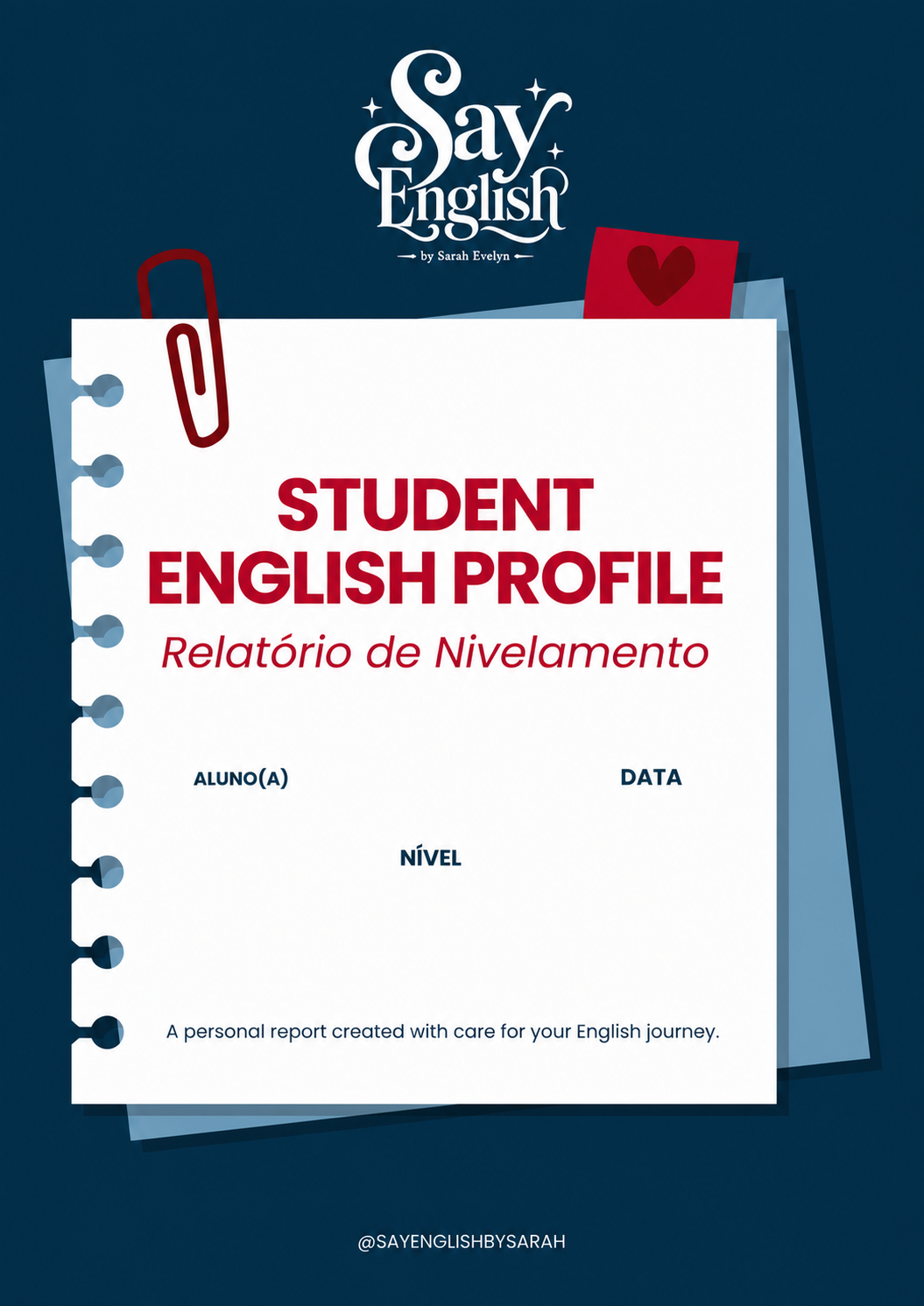 Capa de avaliação e relatório de nivelamento sem dados pessoais