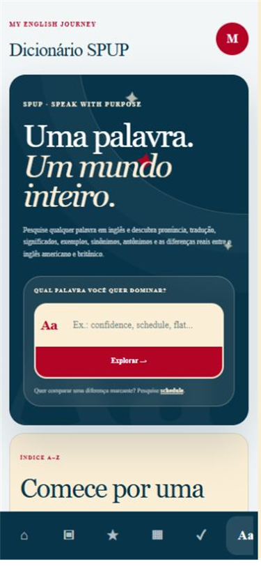 Portal real da aluna Say English em um iPhone